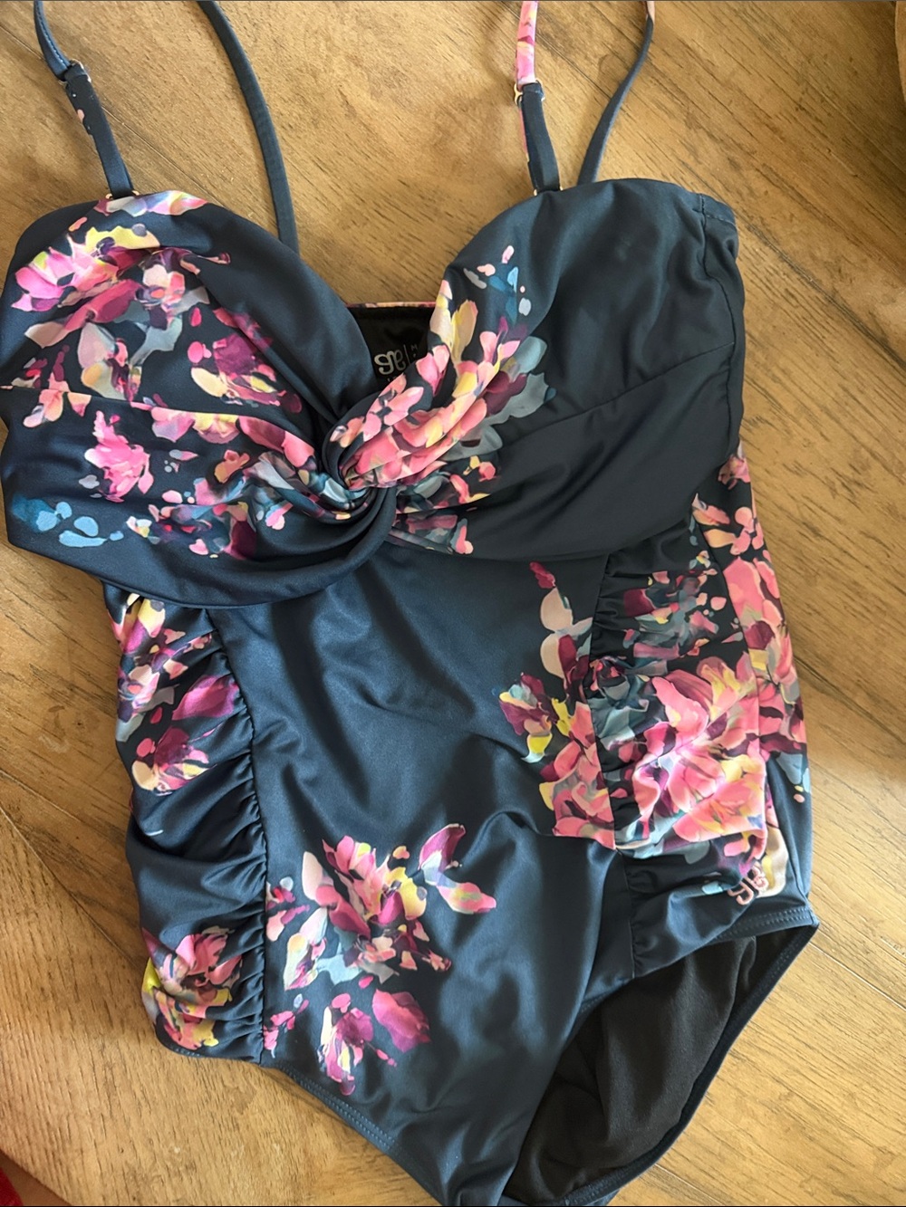 ALBION Navy One-Piece Floral Swimsuit size small